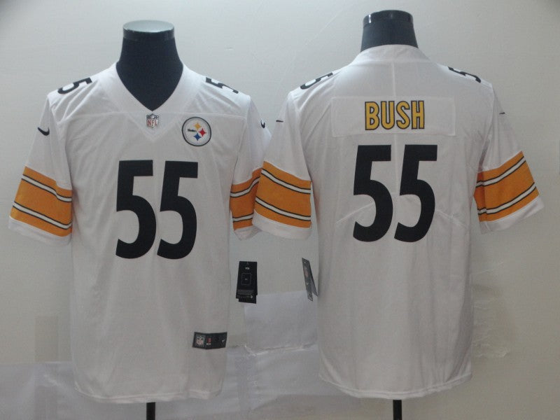 Men’s Pittsburgh Steelers Devon Bush Jr. #55 White Jersey