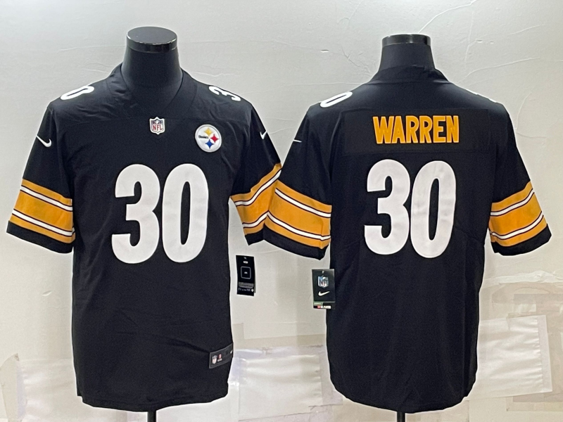 Men’s Pittsburgh Steelers Jaylen Warren #30 Black Jersey