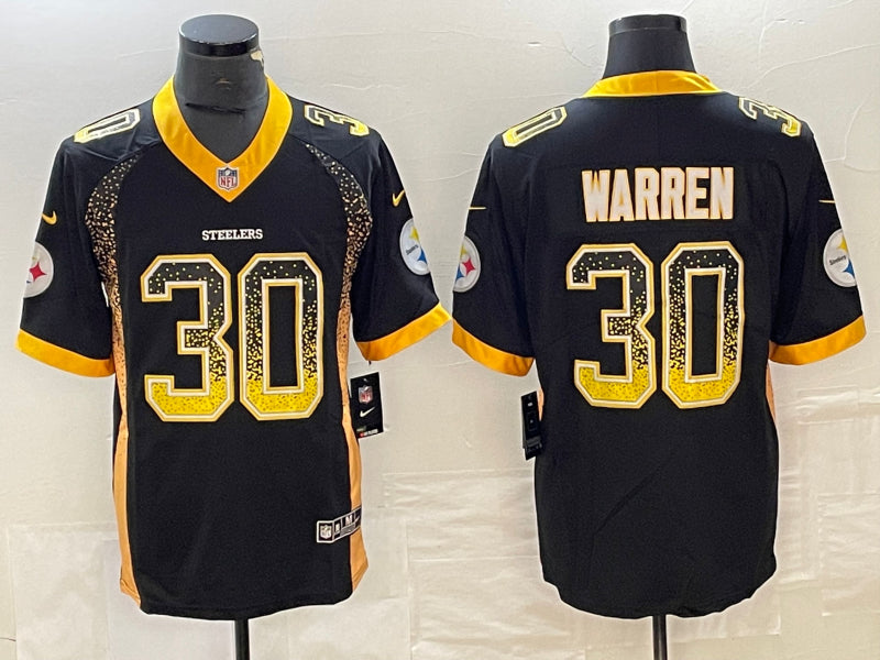 Men’s Pittsburgh Steelers Jaylen Warren #30 Black Jersey