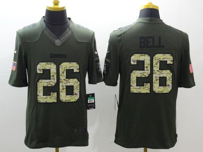 Men’s Pittsburgh Steelers LeVeon Bell #26 Army Green Jersey