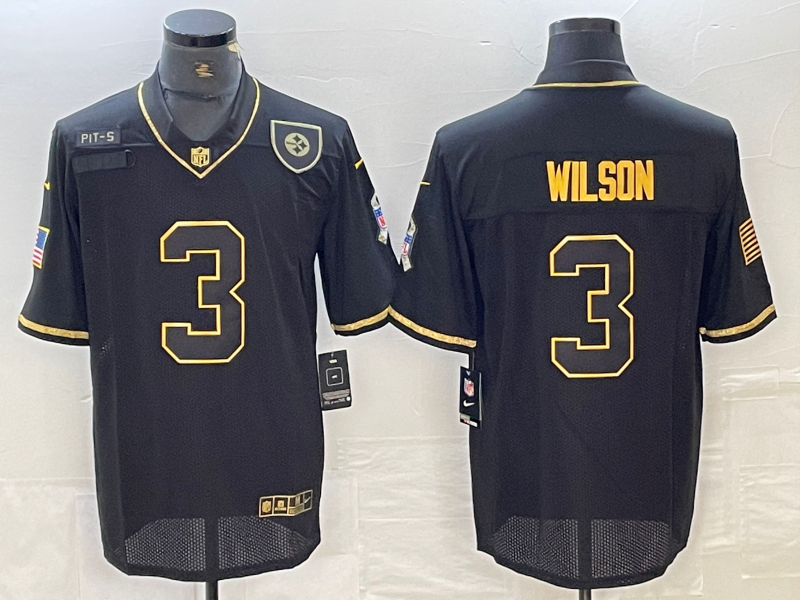 Men’s Pittsburgh Steelers Russell Wilson #3 Black Alternate Jersey