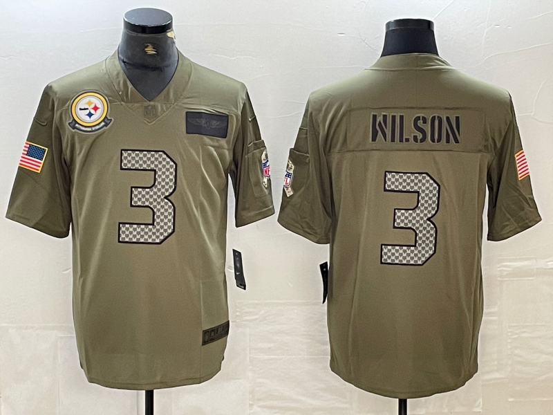 Men’s Pittsburgh Steelers Russell Wilson #3 Olive Jersey