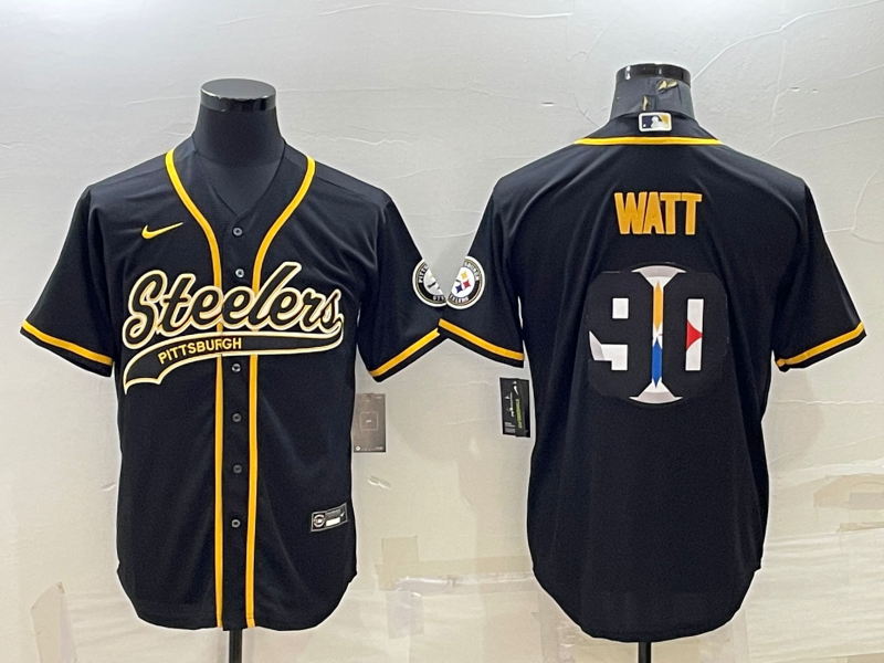 Men’s Pittsburgh Steelers T.J. Watt #90 Black Alternate Jersey Joint edition