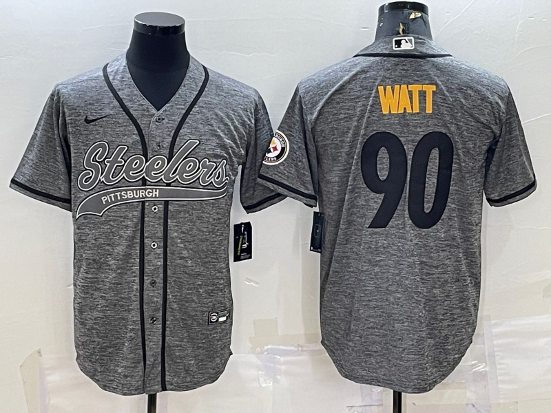 Men’s Pittsburgh Steelers T.J. Watt #90 Gray Jersey Joint edition