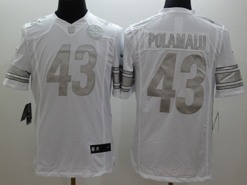 Men’s Pittsburgh Steelers Troy Polamalu #43 White Jersey