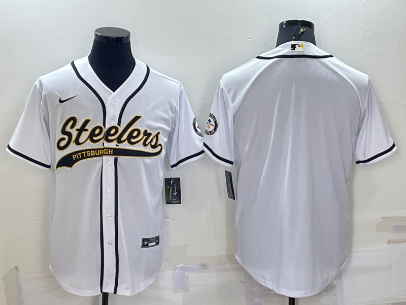 Men’s Pittsburgh Steelers White Blank Jersey