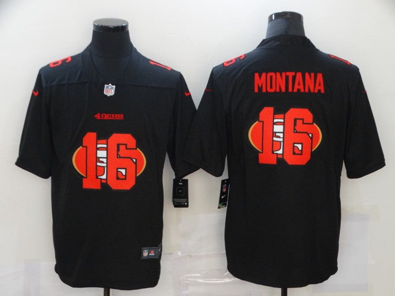 Men’s San Francisco 49ers #16 Joe Montana Black Alternate Jersey