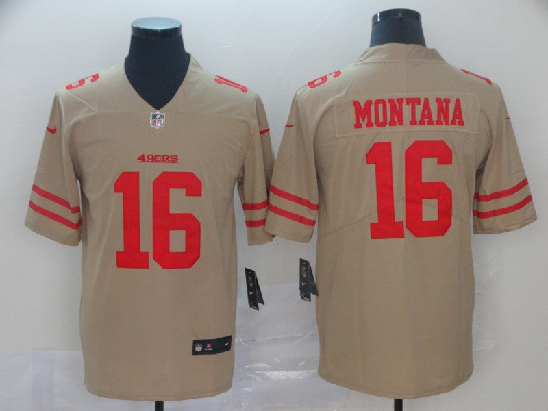 Men’s San Francisco 49ers Joe Montana #16 Gold Inverted Legend Jersey