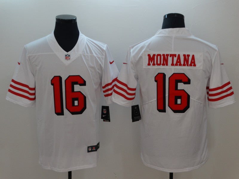 Men’s San Francisco 49ers Joe Montana #16 White Jersey