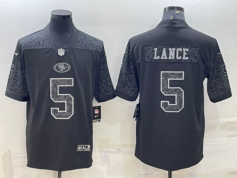 Men’s San Francisco 49ers Trey Lance #5 Black RFLCTV Limited Jersey
