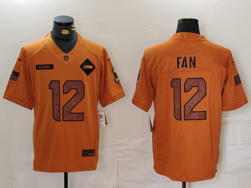 Men’s Seattle Seahawks 12s Brown 2023 Salute To Service Limited Jersey