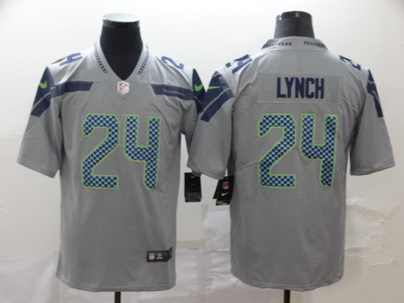 Men’s Seattle Seahawks #24 Marshawn Lynch Jersey Grey