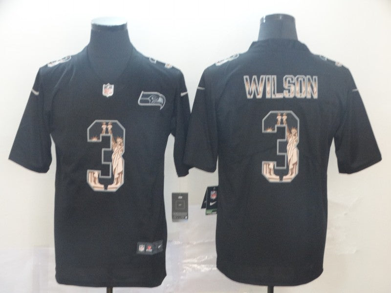 Men’s Seattle Seahawks #3 Russell Wilson Black Authentic Jersey