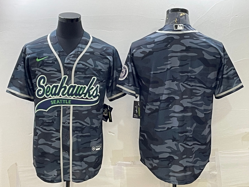 Men’s Seattle Seahawks Grey Camouflage Blank Jersey