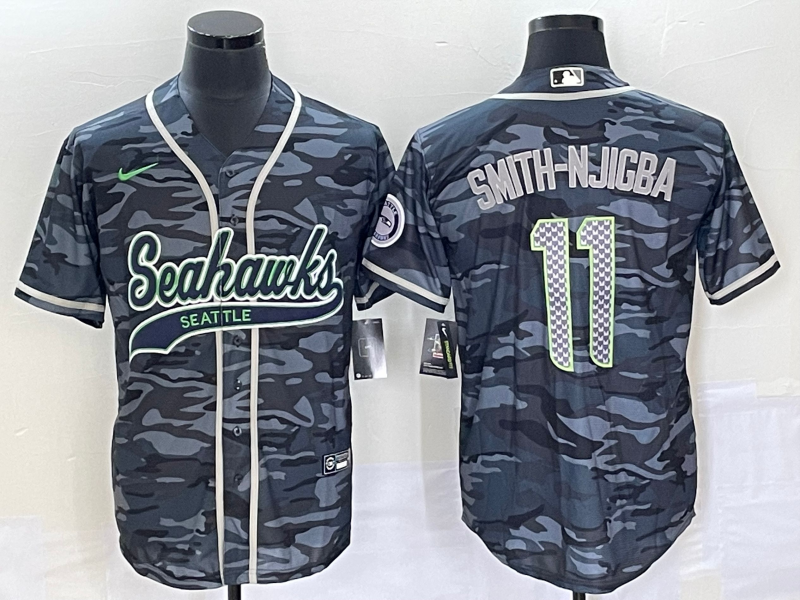 Men’s Seattle Seahawks Jaxon Smith-Njigba #11 Grey Camouflage Jersey Joint Edition