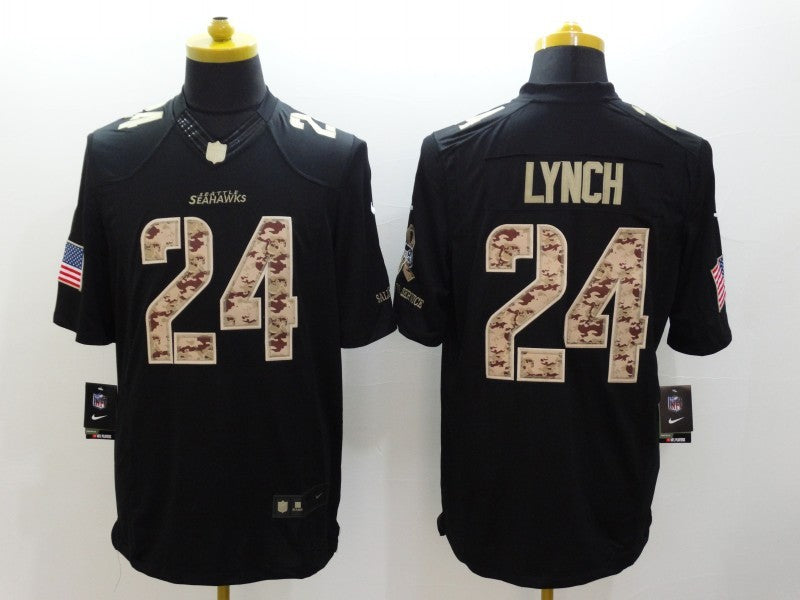 Men’s Seattle Seahawks Marshawn Lynch #24 Black Jersey