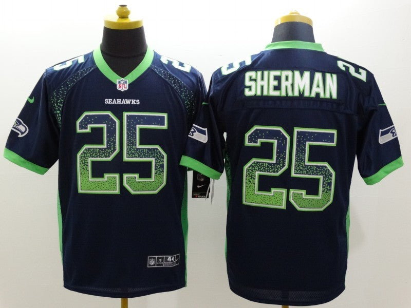 Men’s Seattle Seahawks Richard Sherman #25 Navy Jersey