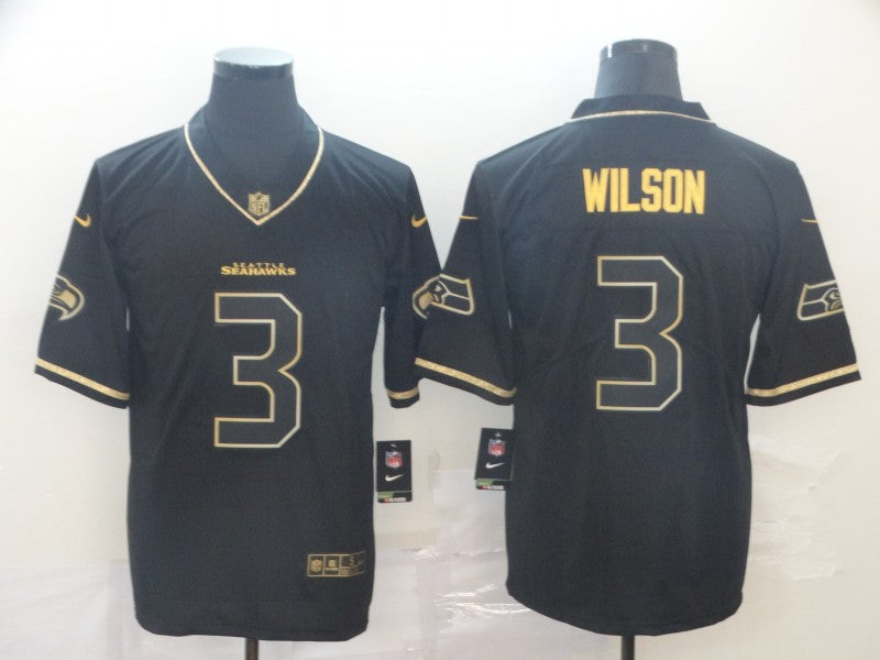 Men’s Seattle Seahawks Russell Wilson #3 Black Jersey