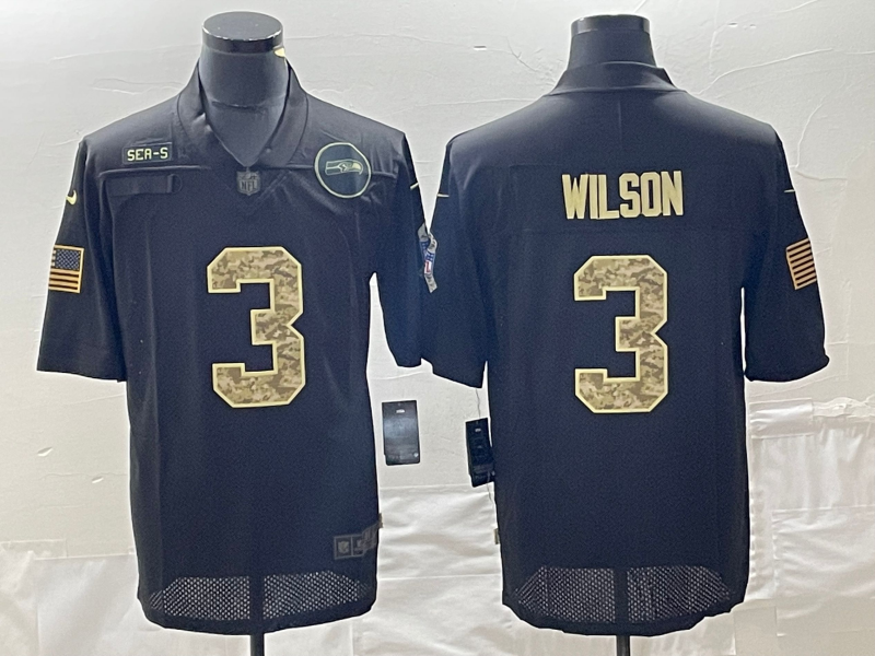 Men’s Seattle Seahawks Russell Wilson #3 Black Jersey