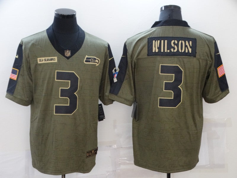 Men’s Seattle Seahawks Russell Wilson #3 Brown Jersey