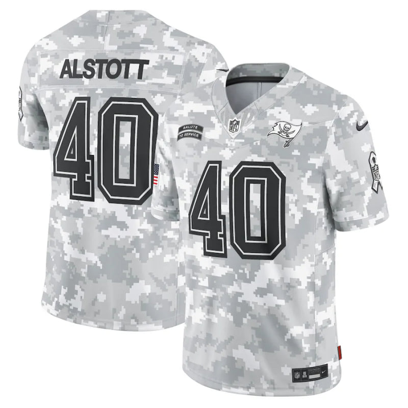 Men’s Tampa Bay Buccaneers Mike Alstott #40 Arctic Camo 2024 Salute to Service Retired Limited Jersey