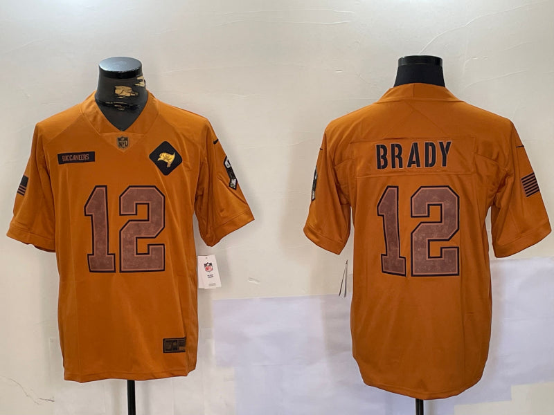 Men’s Tampa Bay Buccaneers Tom Brady #12 Brown Salute To Service Limited Jersey