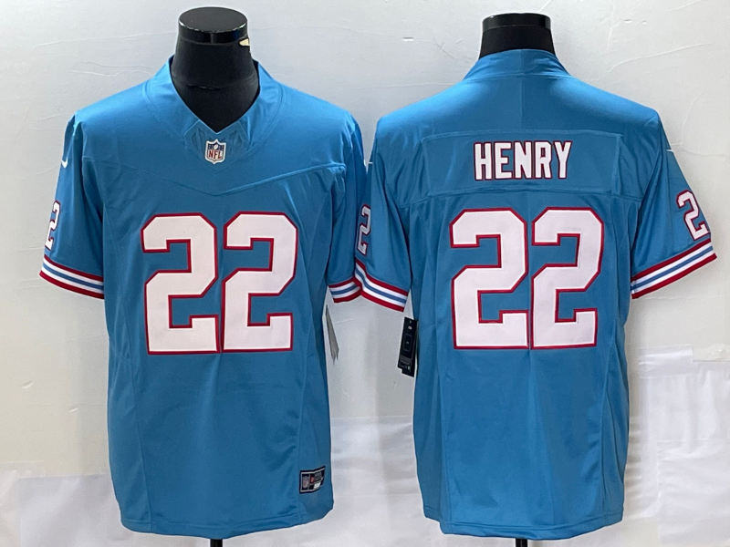 Men’s Tennessee Titans Derrick Henry #22 Light Blue Oilers Throwback Vapor F.U.S.E. Limited Jersey