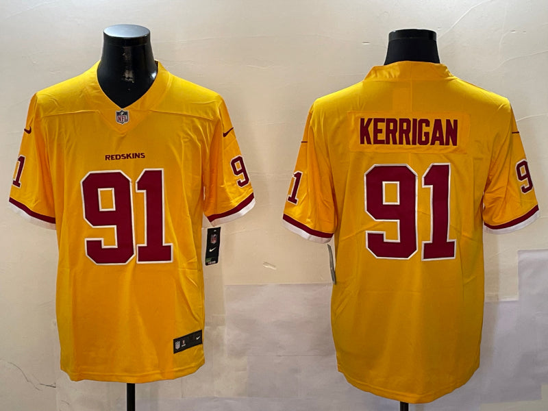 Men’s Washington Commanders Ryan Kerrigan #91 Yellow Jersey