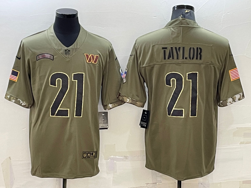Men’s Washington Commanders Sean Taylor #21 Olive 2022 Salute To Service Retired Limited Jersey
