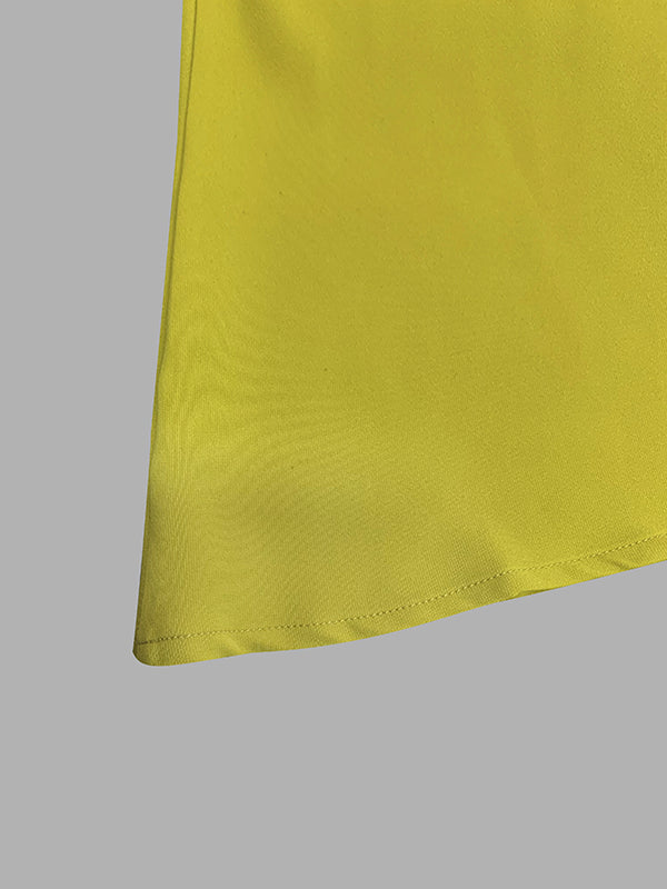 A-Line Loose Pockets Solid Color Split-Joint Tied Waist Skirts Bottoms