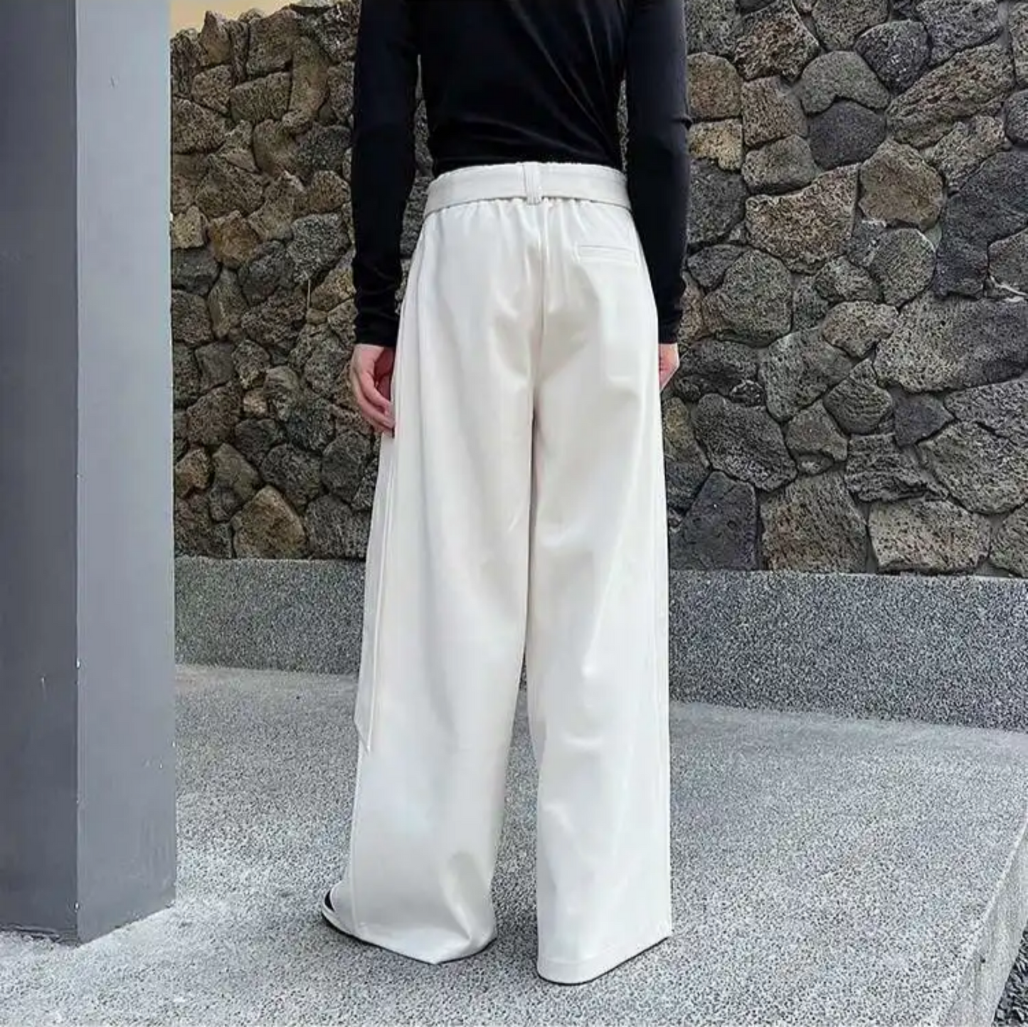 Men's Wide-Leg Wool Blend Pants