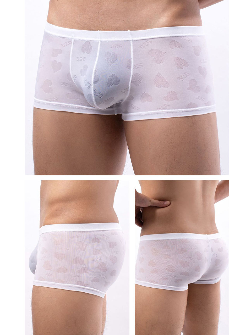 4 Pack Men's Sexy Heart Mesh Trunks