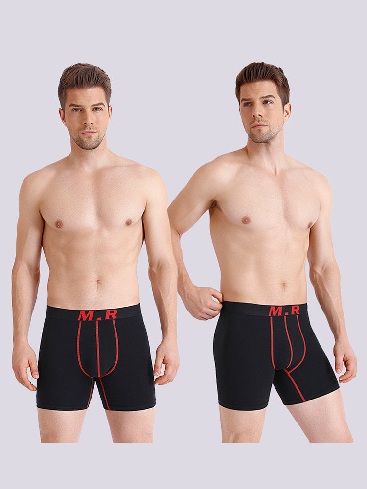 4 Pack Men's Comfortable Cotton Anti-Chafing High Elasticity Sports Boxer Briefs