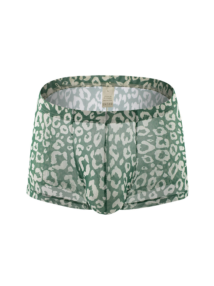 4 Pack Leopard Print See-through Mesh Trunks