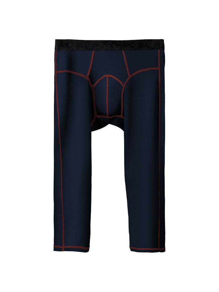 2-pack Men's Large Size High Elastic U-shaped Convex Pocket Warm Cropped Trousers