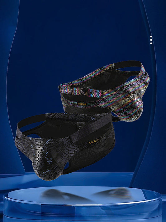 2-pack Men's Snake Print Hollow Briefs