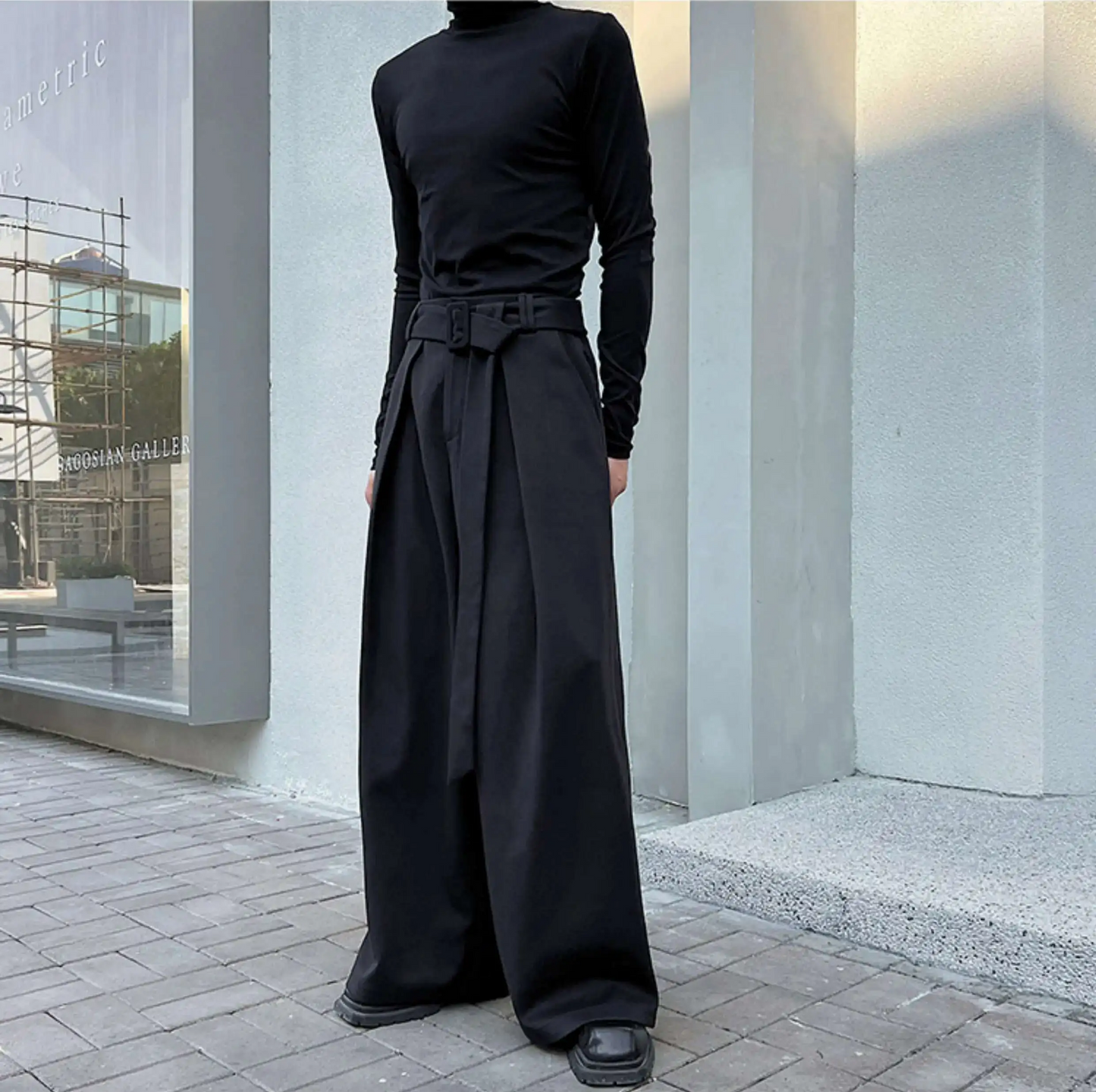 Men's Wide-Leg Wool Blend Pants
