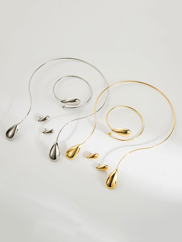 4 Pcs Geometric Bracelet Accessories + Drop Earrings + Necklaces Accessories
