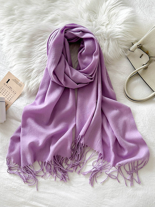 Solid Color Tasseled Shawl&Scarf