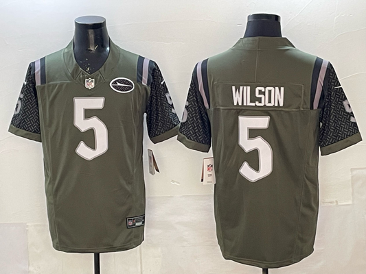 Men’s New York Jets #5 Garrett Wilson Black 2025 F.U.S.E. “Rivalries” Vapor Limited Stitched Jersey