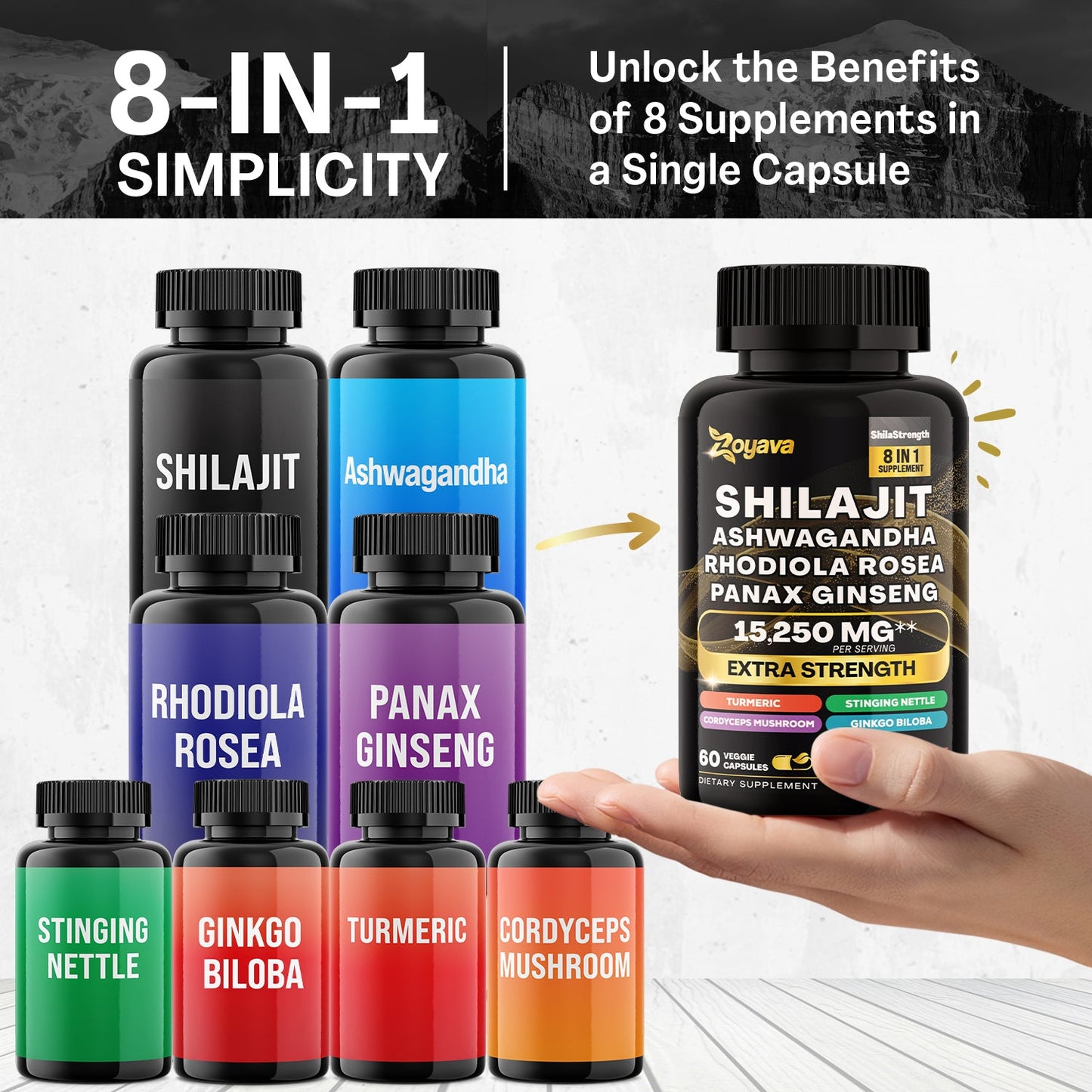 Zoyava™ Elevate Your Vitality Trio: Resveratrol 21,000MG, Sea Moss 16-in-1 Magic Moss Super Blend 19,445MG, and Shilajit Power ShilaStrength Blend 15,250MG