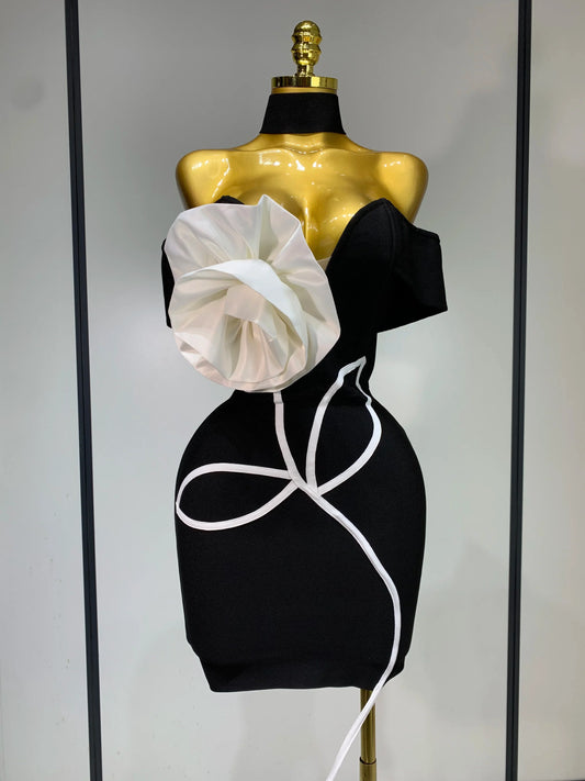 Luxe Black Bodycon Mini Dress