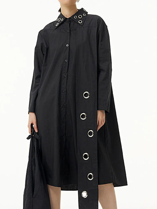 Black Eyelet Blouse Shirt Dress