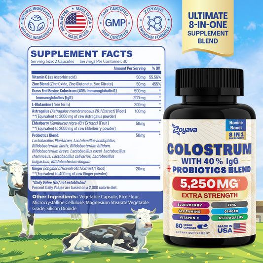 Vitality Fusion Duo: Highly Potent Bovine Colostrum Capsules 5250MG & Sea Moss 16-in-1 Magic Moss Super Blend Capsules 19,445MG