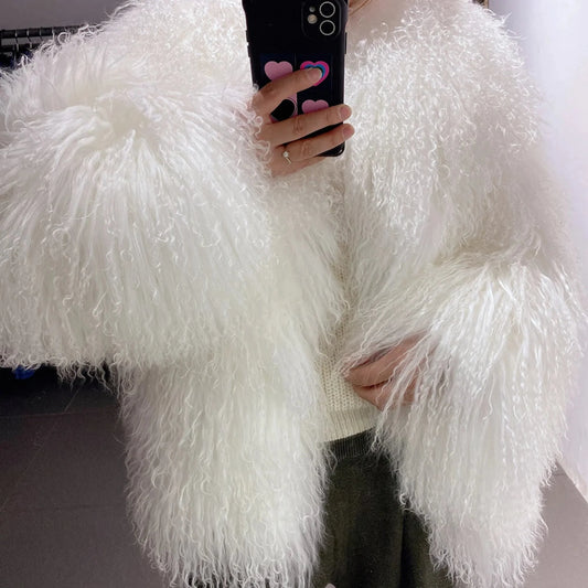 Couture Fur Cozy Luxury Shaggy Shearling Coat