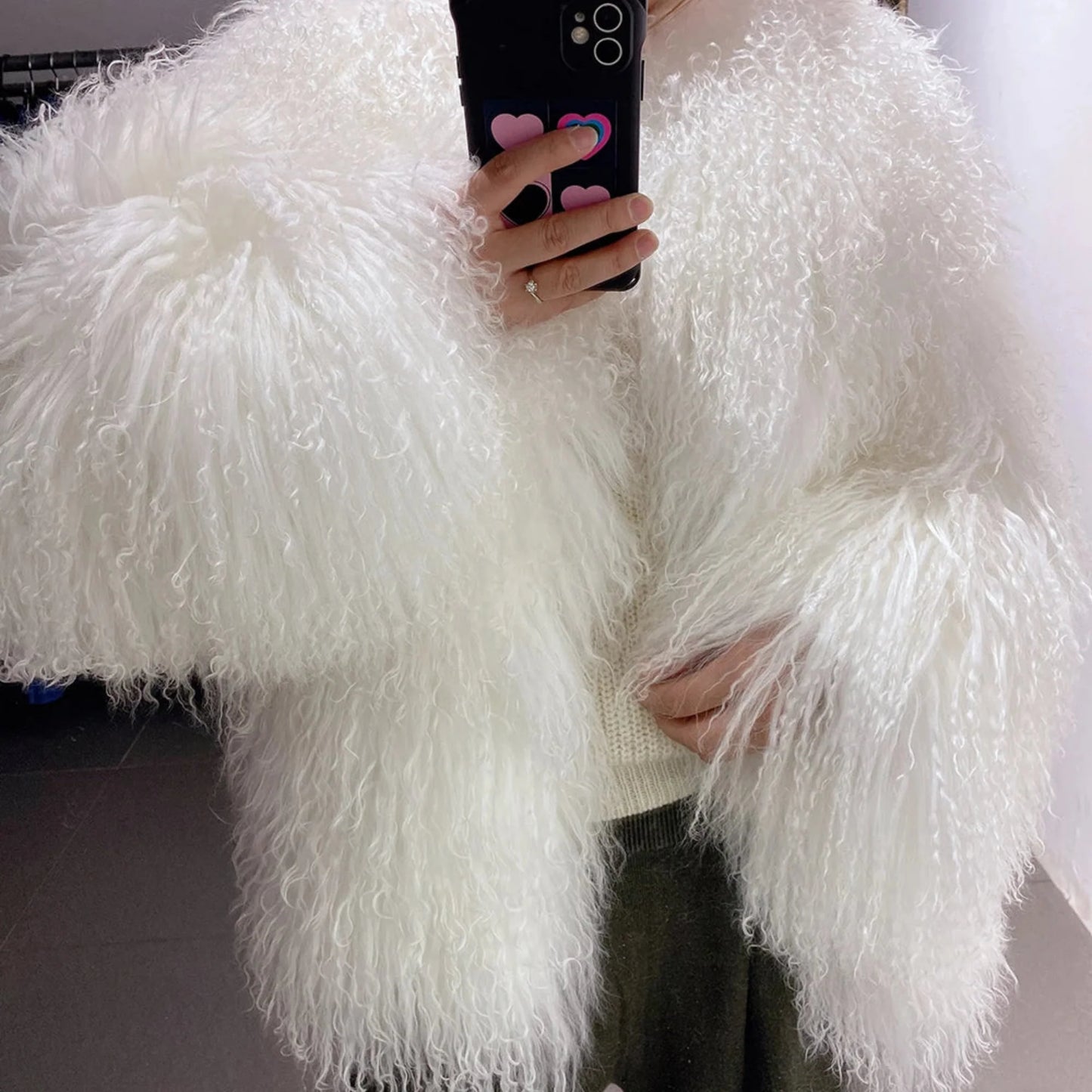 100% Genuine Fur Plush Shaggy Coat