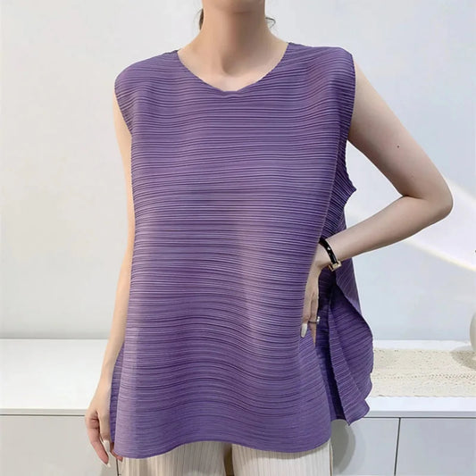 Couture Pleated Sleeveless Top