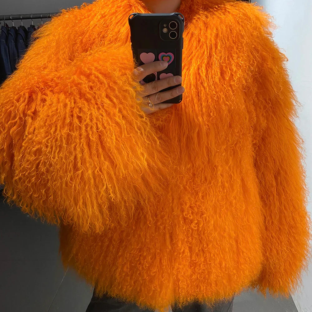 100% Genuine Fur Plush Shaggy Coat