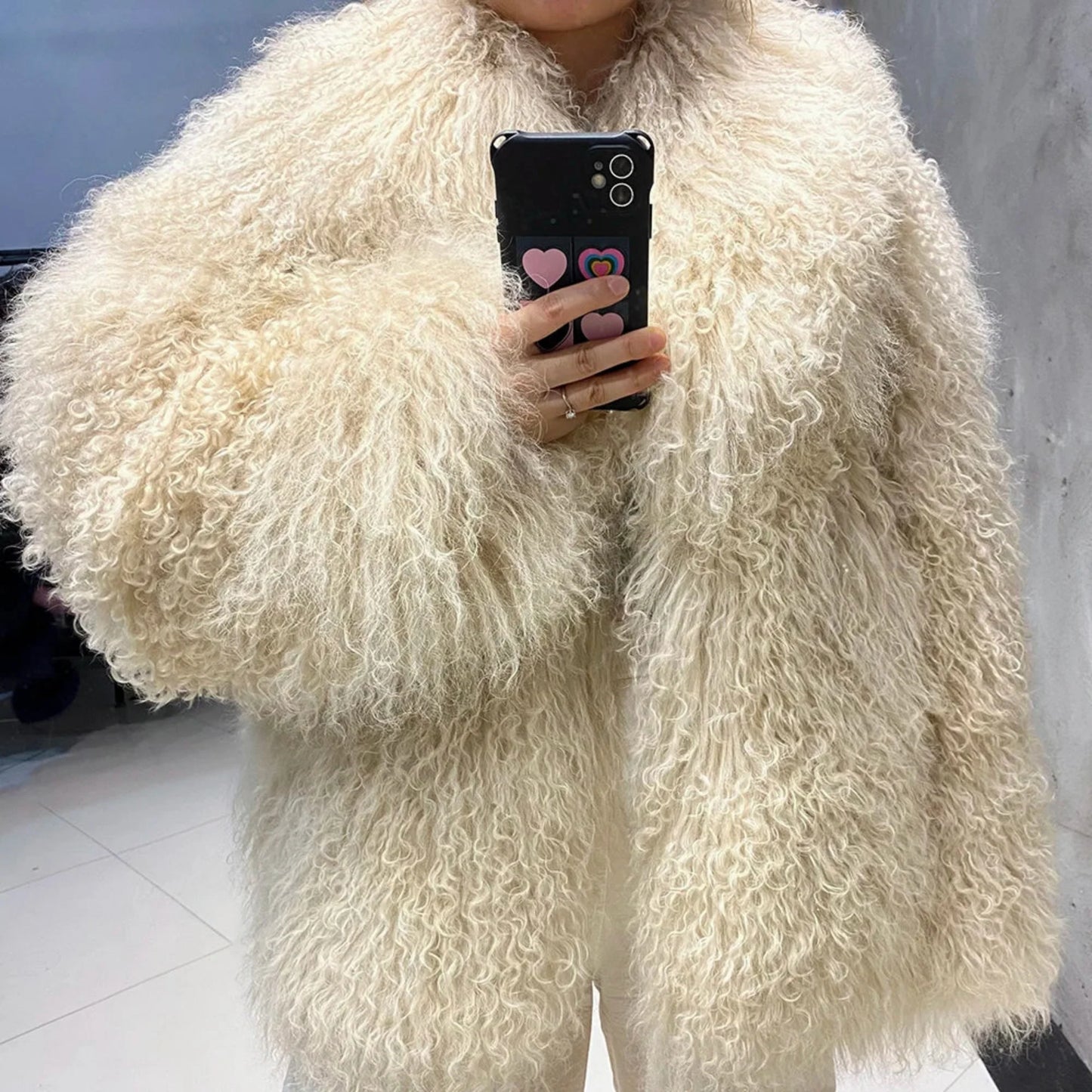 100% Genuine Fur Plush Shaggy Coat