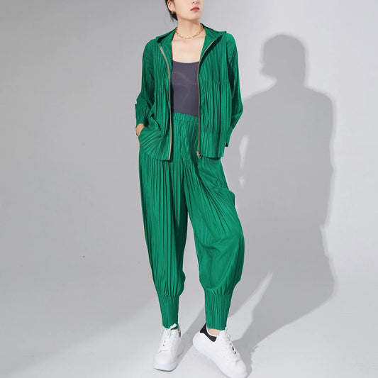 Modern Pleated Harem 2-Piece Set